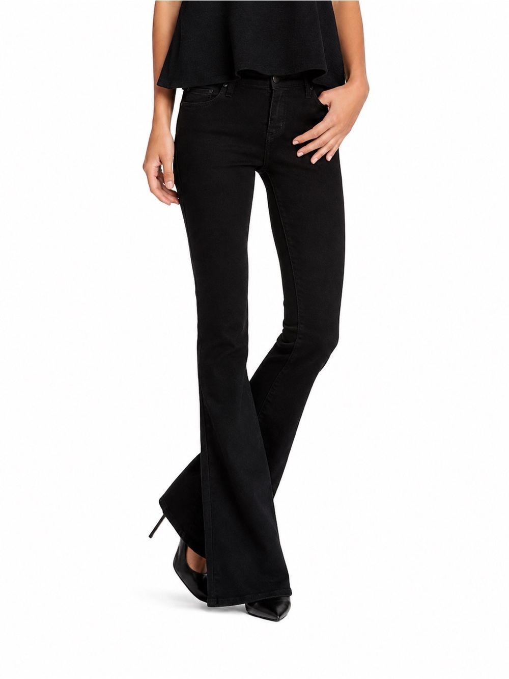 J BRAND 27x34 Martini Shadow Skinny 0695 Flare Jeans solid black dark